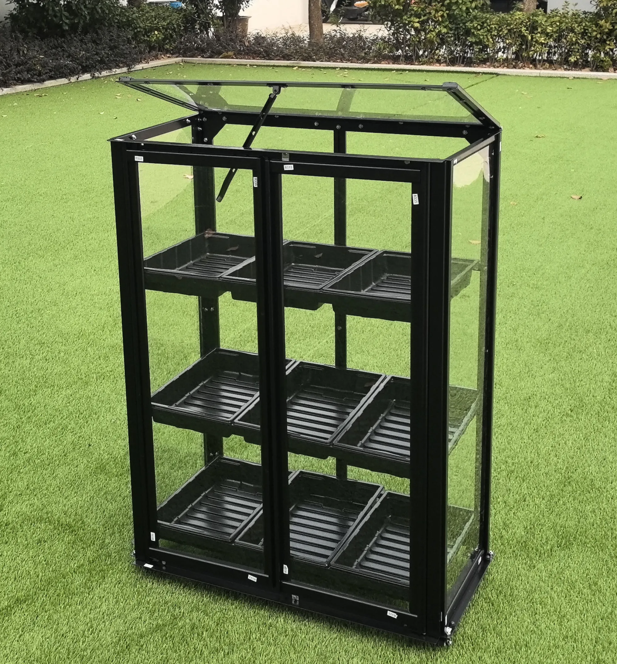 Minidrivhus med hjul sort 77,6x41,5x101cm
