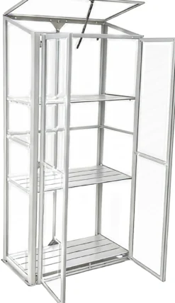 Minidrivhus poly sølv 77,6x41,5x151,1cm