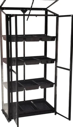 Minidrivhus poly sort 77,6x41,5x151,1cm