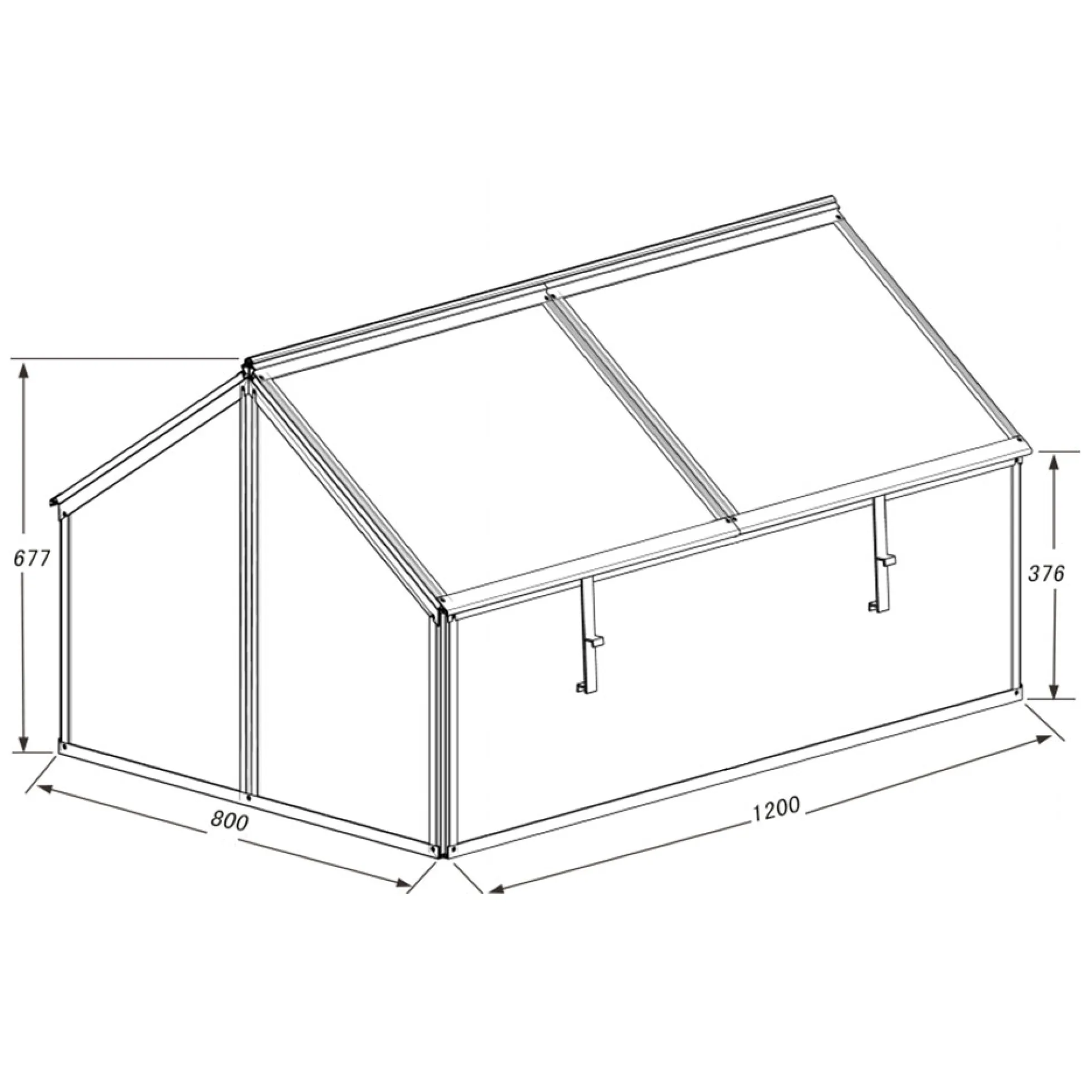 Minidrivhus sort 120x80x67cm