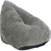 Oval sækkestol fløjl beige