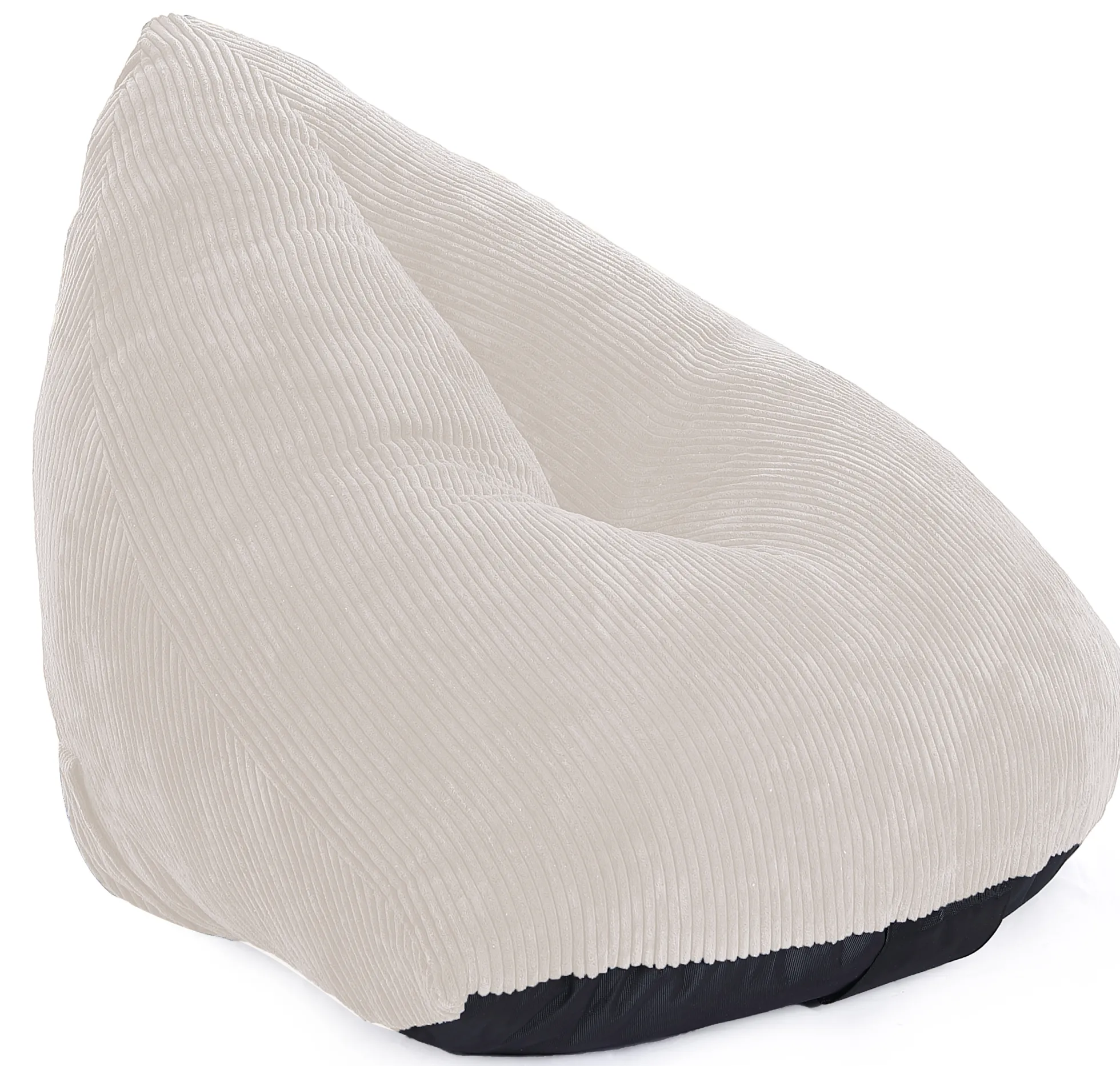 Oval sækkestol fløjl creme