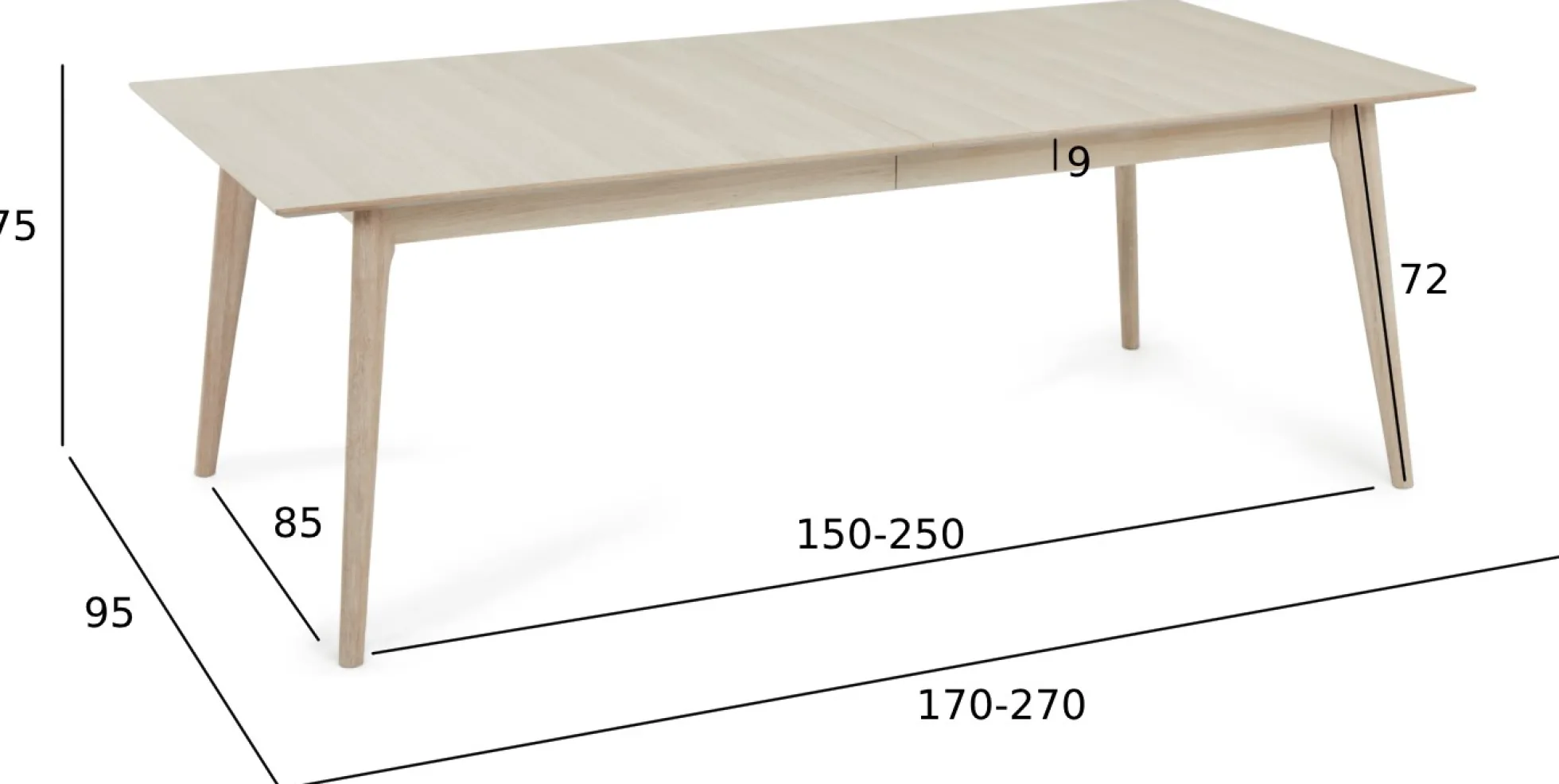 Porto 170x95x75cm eg hvidolieret/hvidolieret