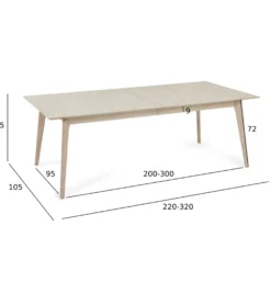 Porto 220x105x75cm eg hvidolieret/hvidolieret