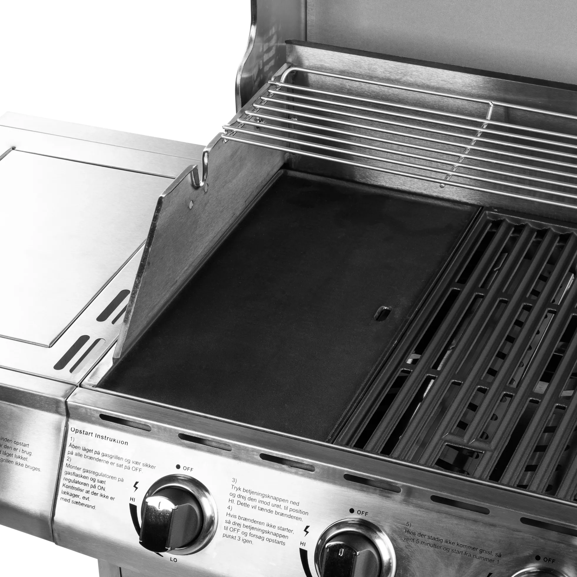 Premium gasgrill med 4 brændere og sideblus