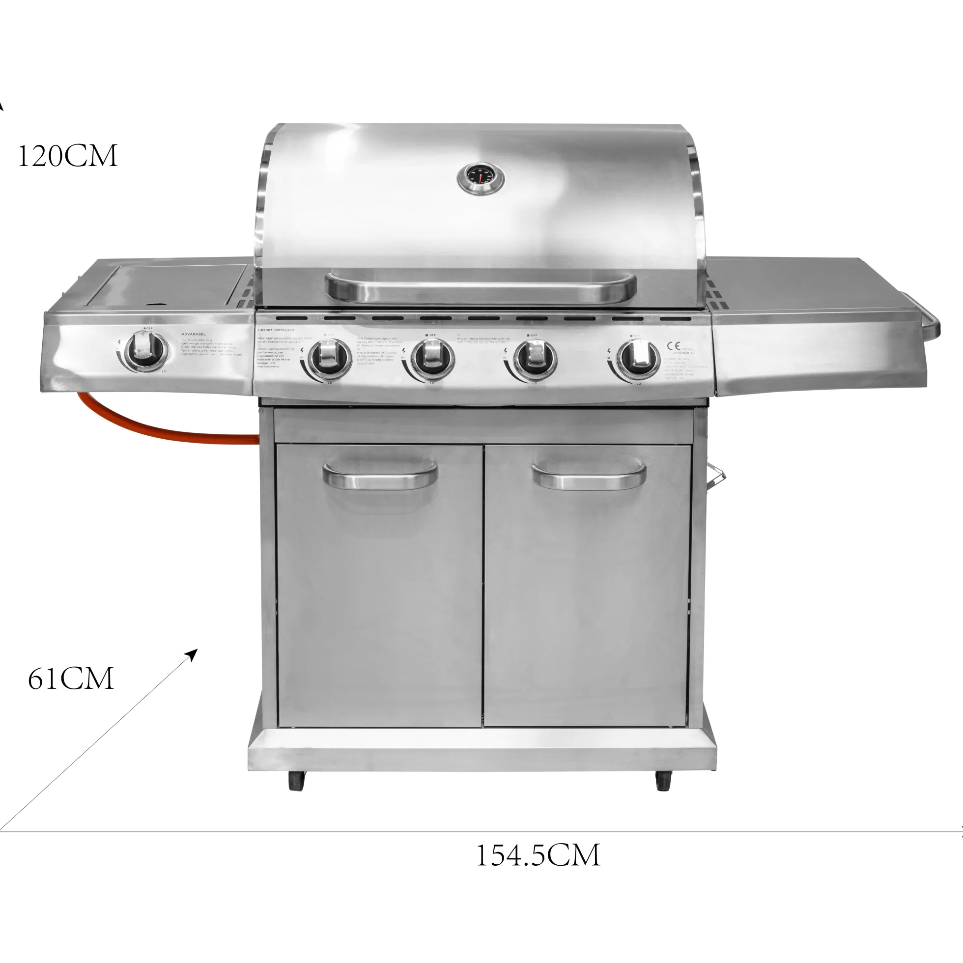 Premium gasgrill med 4 brændere og sideblus