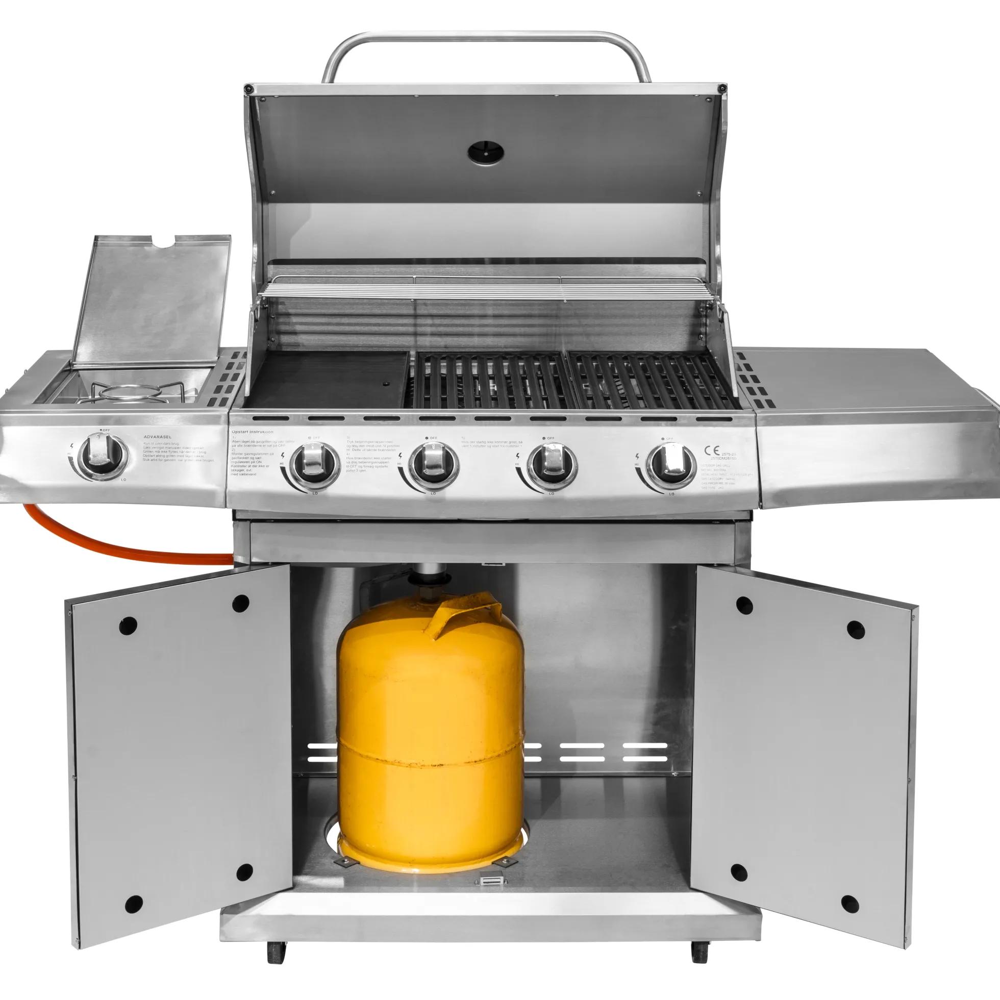 Premium gasgrill med 4 brændere og sideblus