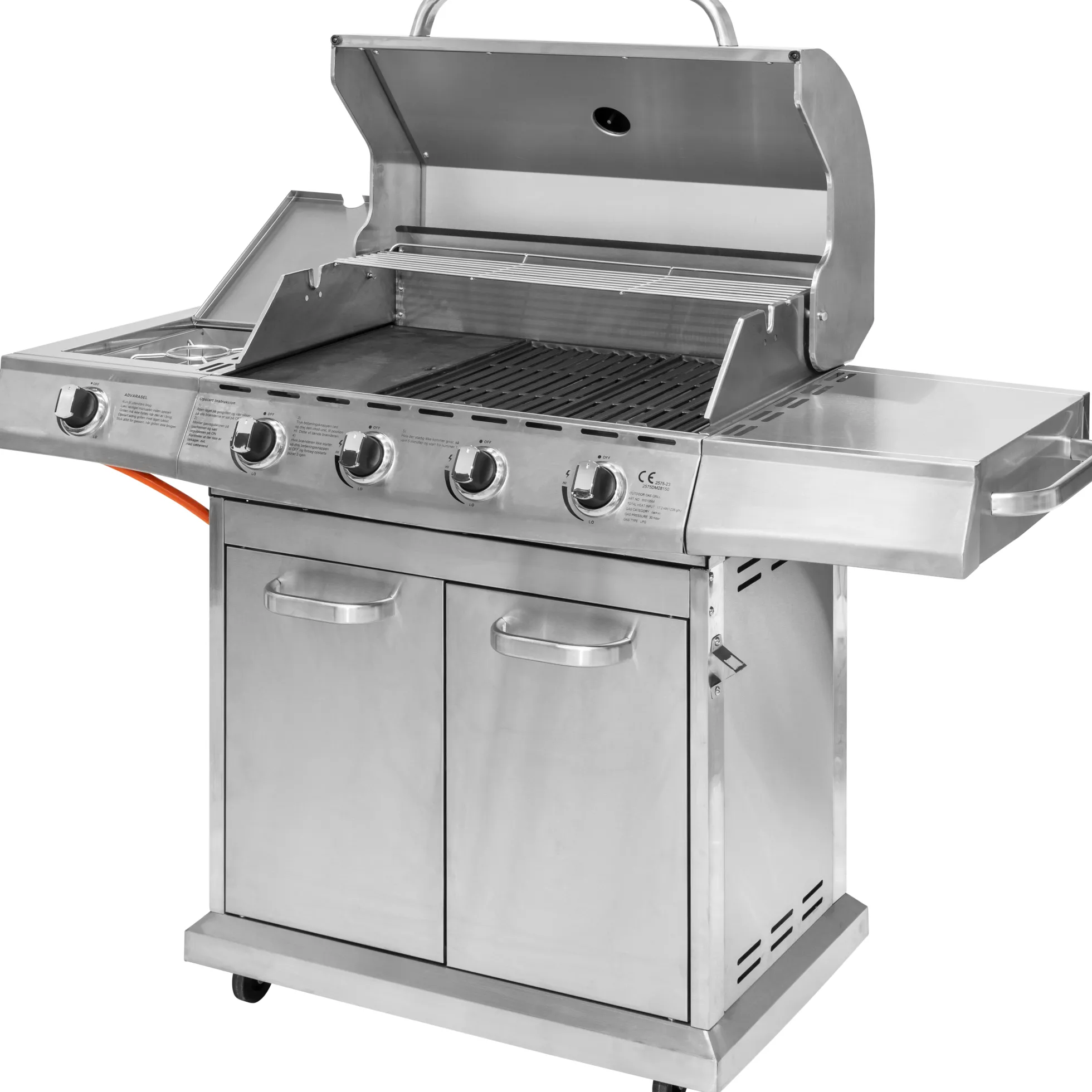Premium gasgrill med 4 brændere og sideblus