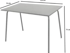 Rektangulært bord metal mørkegrå 120x70x71cm
