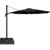 Roma parasol 360-rotation LED sort 3m med Parasolfod 100L