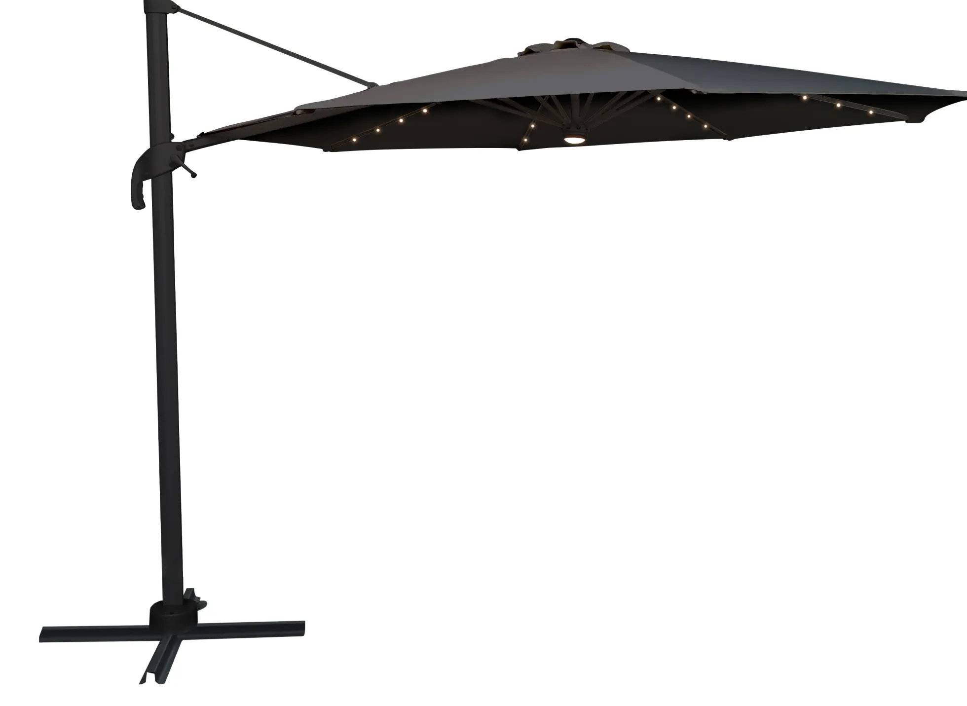 Roma parasol 360-rotation LED mørkegrå 3m