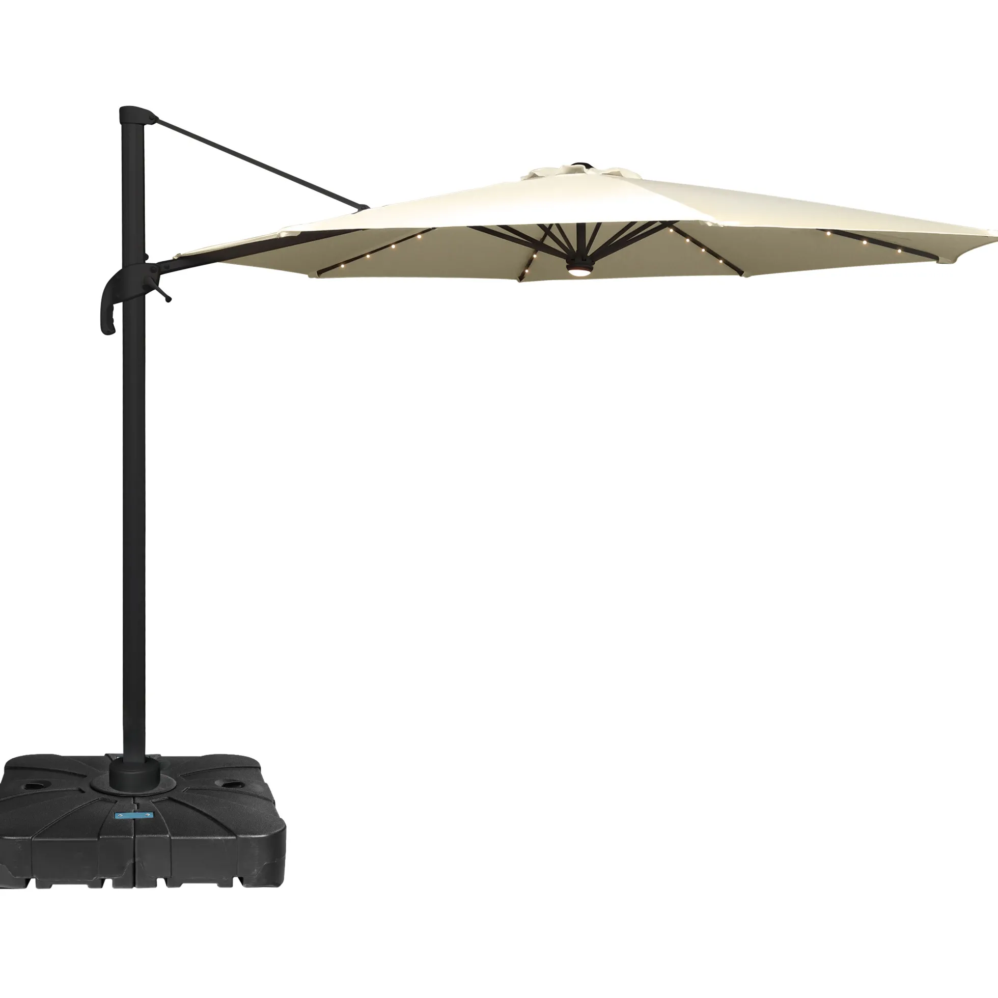 Roma parasol 360-rotation LED beige 3m med Parasolfod 100L