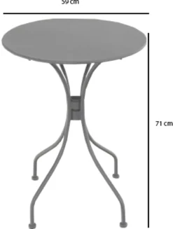 Rundt bord metal mørkegrå ø59cm