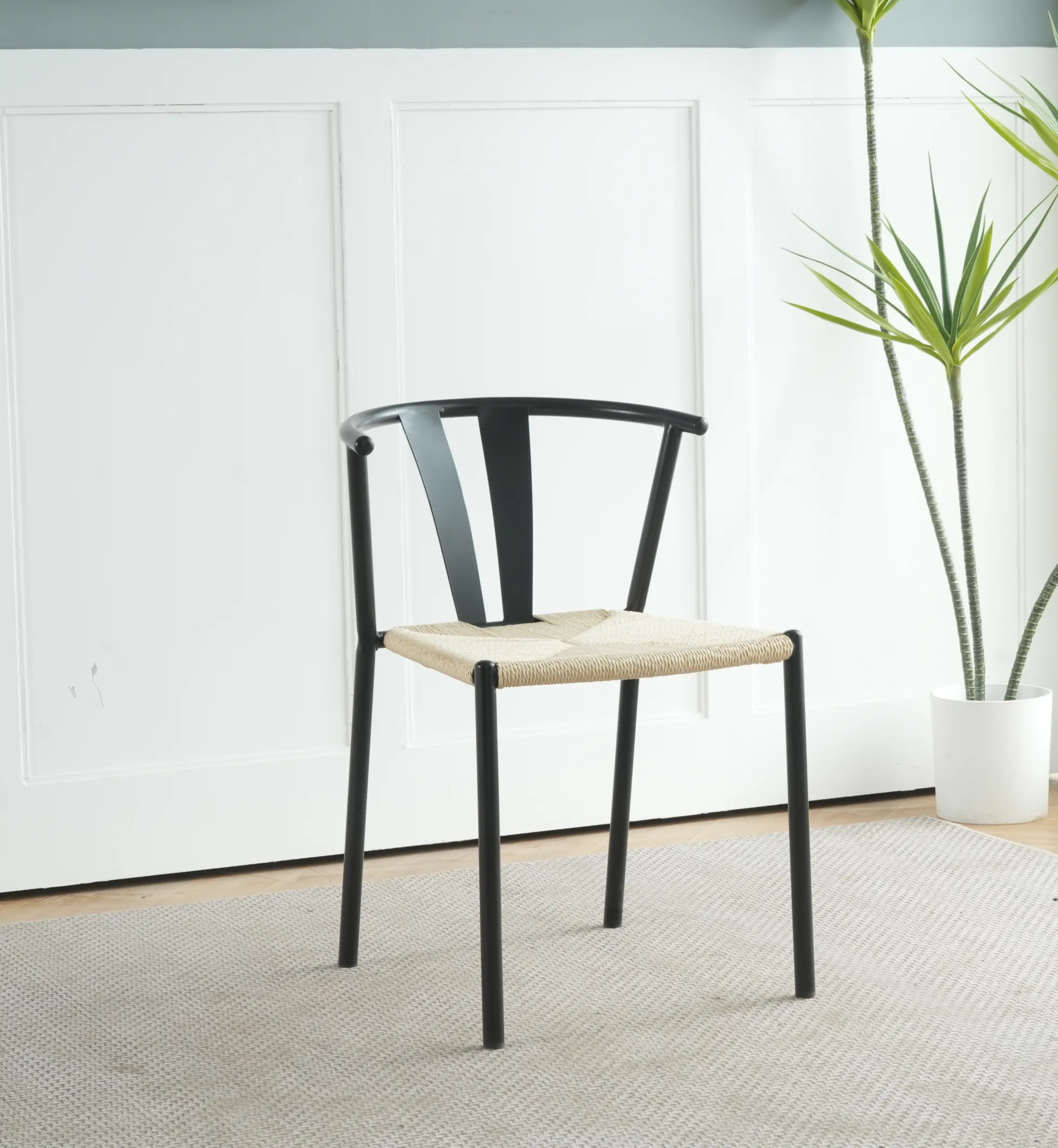 Selma med fletsæde sort/natur