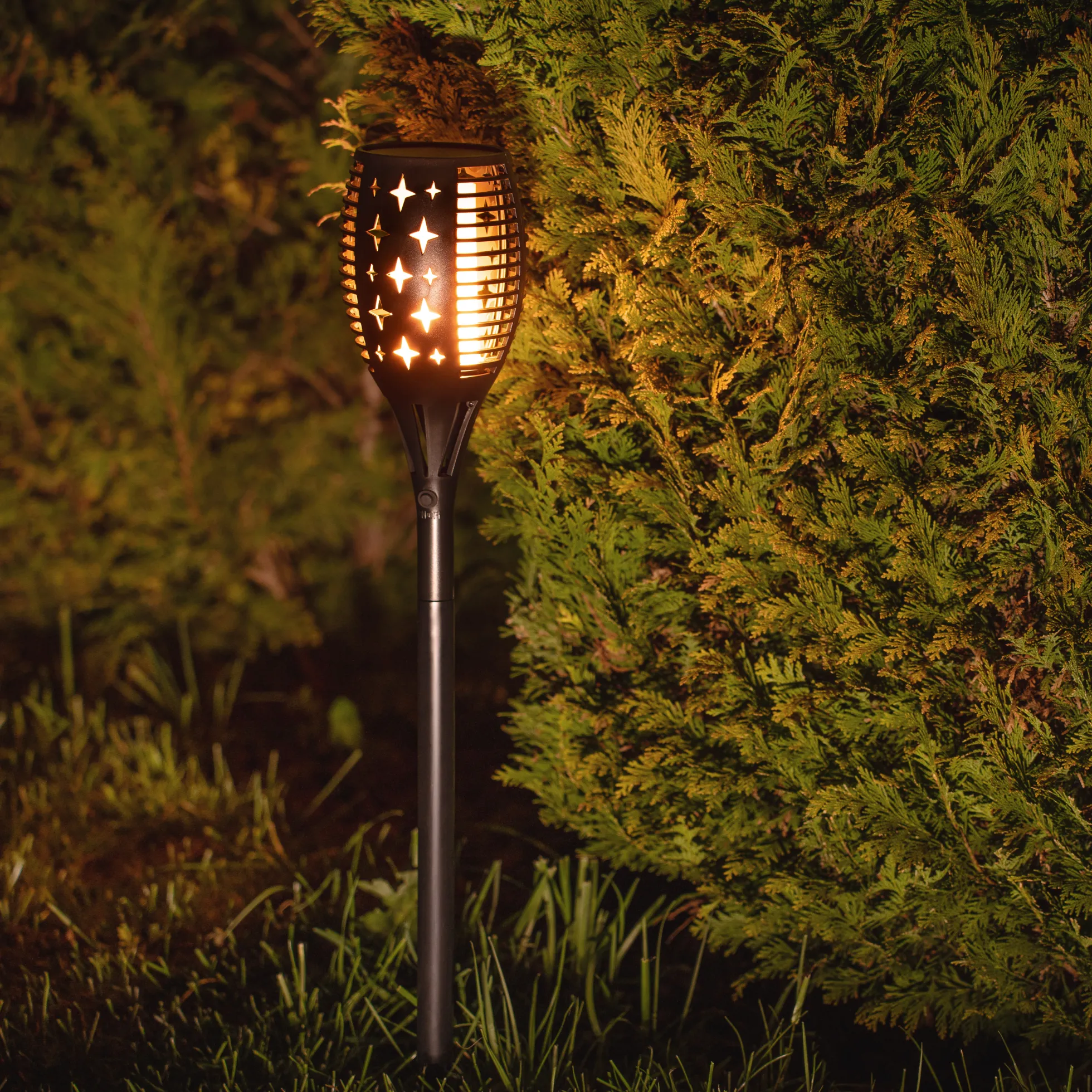 Solcellelampe flamme 96 LED lys