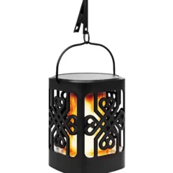 Solcellelanterne med flamme