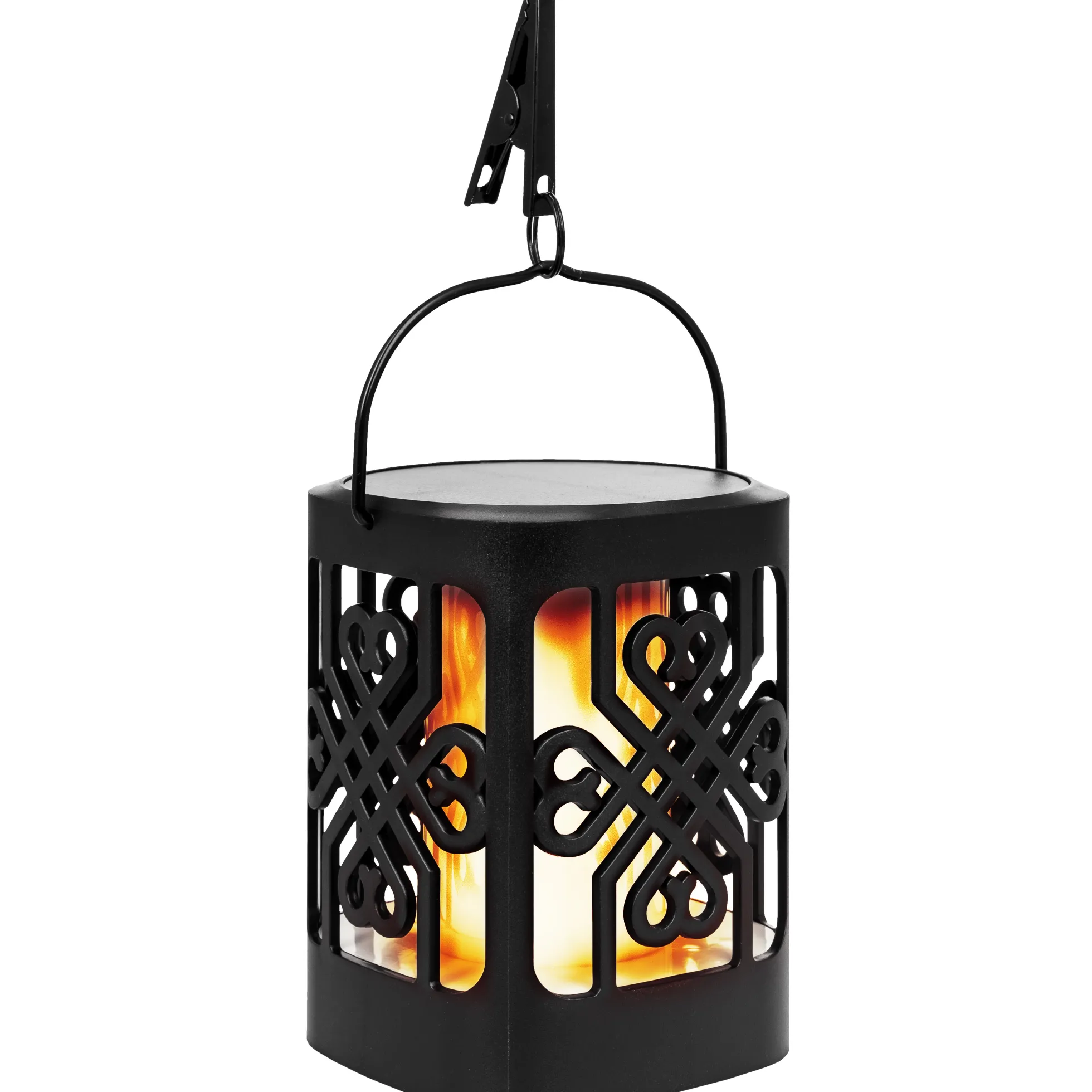 Solcellelanterne med flamme
