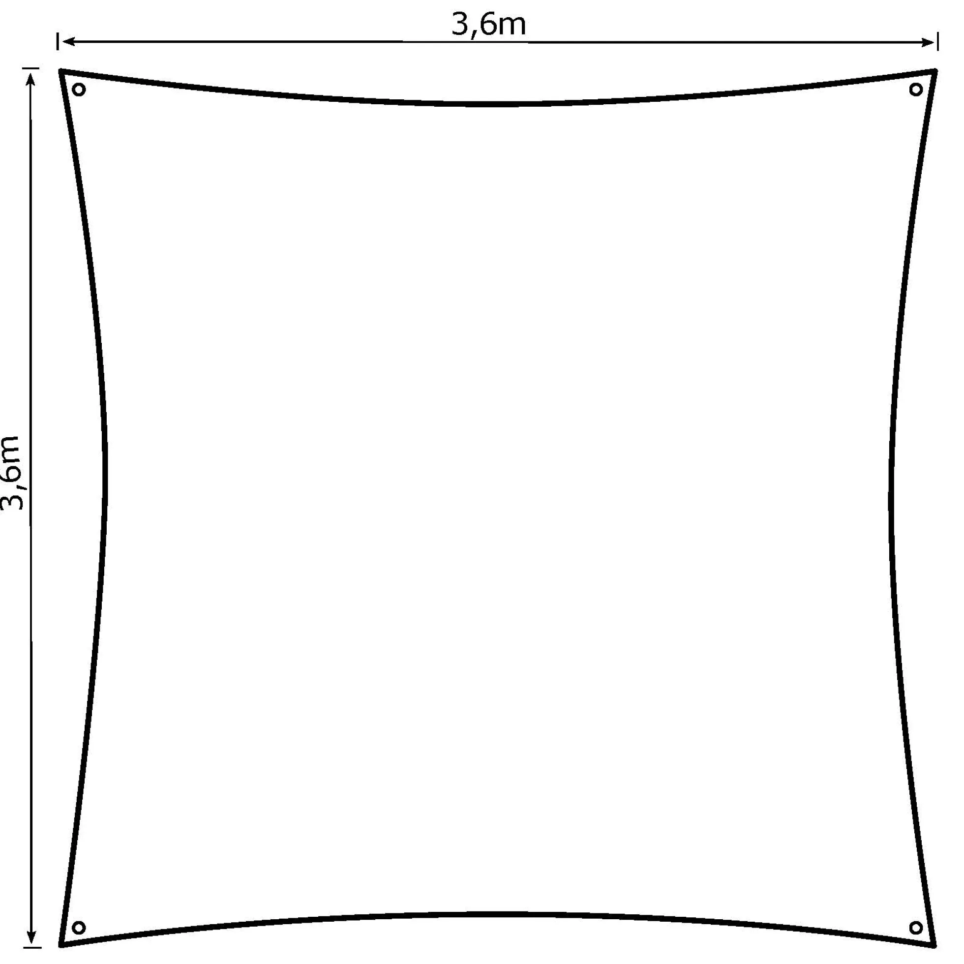 Solsejl antracitgrå LUX 3,6x3,6m