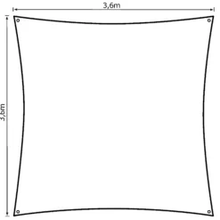 Solsejl antracitgrå PRO 3,6x3,6m