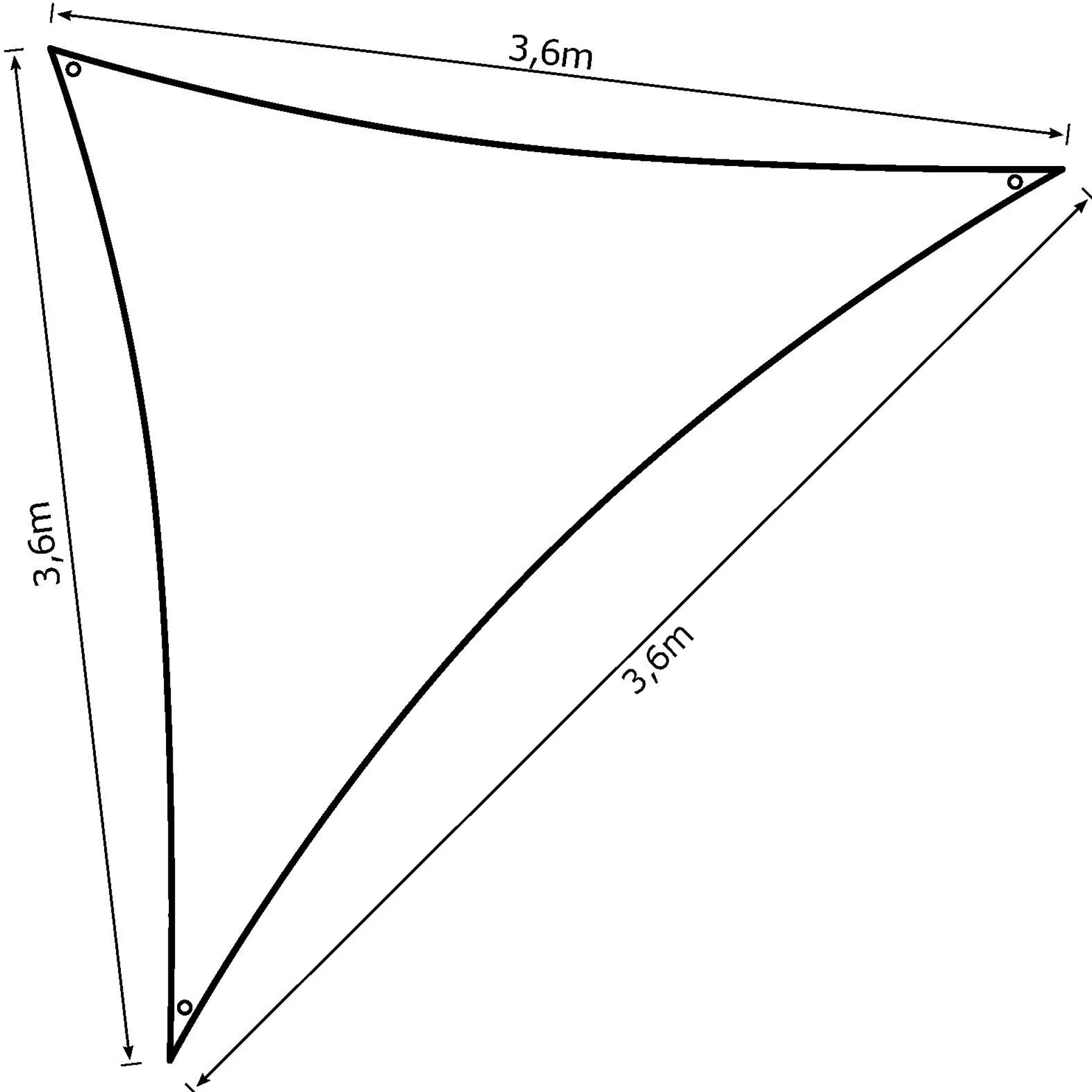 Solsejl antracitgrå PRO 3,6x3,6x3,6m