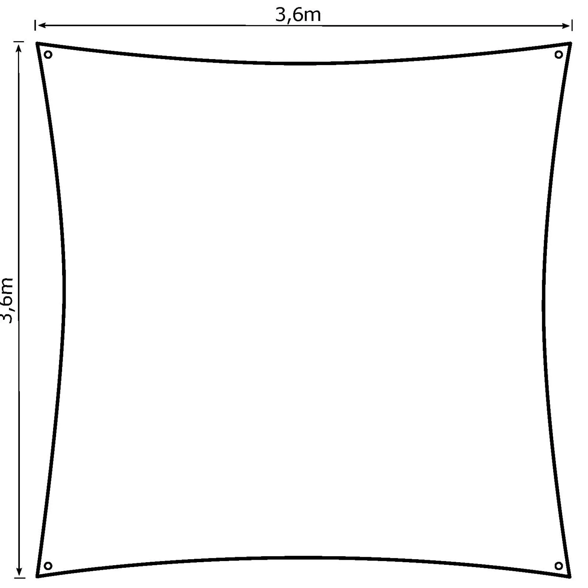 Solsejl creme PRO 3,6x3,6m