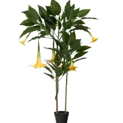 Stor kunstig Daturatræ gul 120 cm