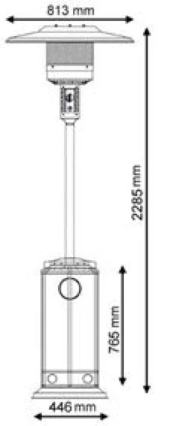 Terrassevarmer classic 227cm rustfrit stål