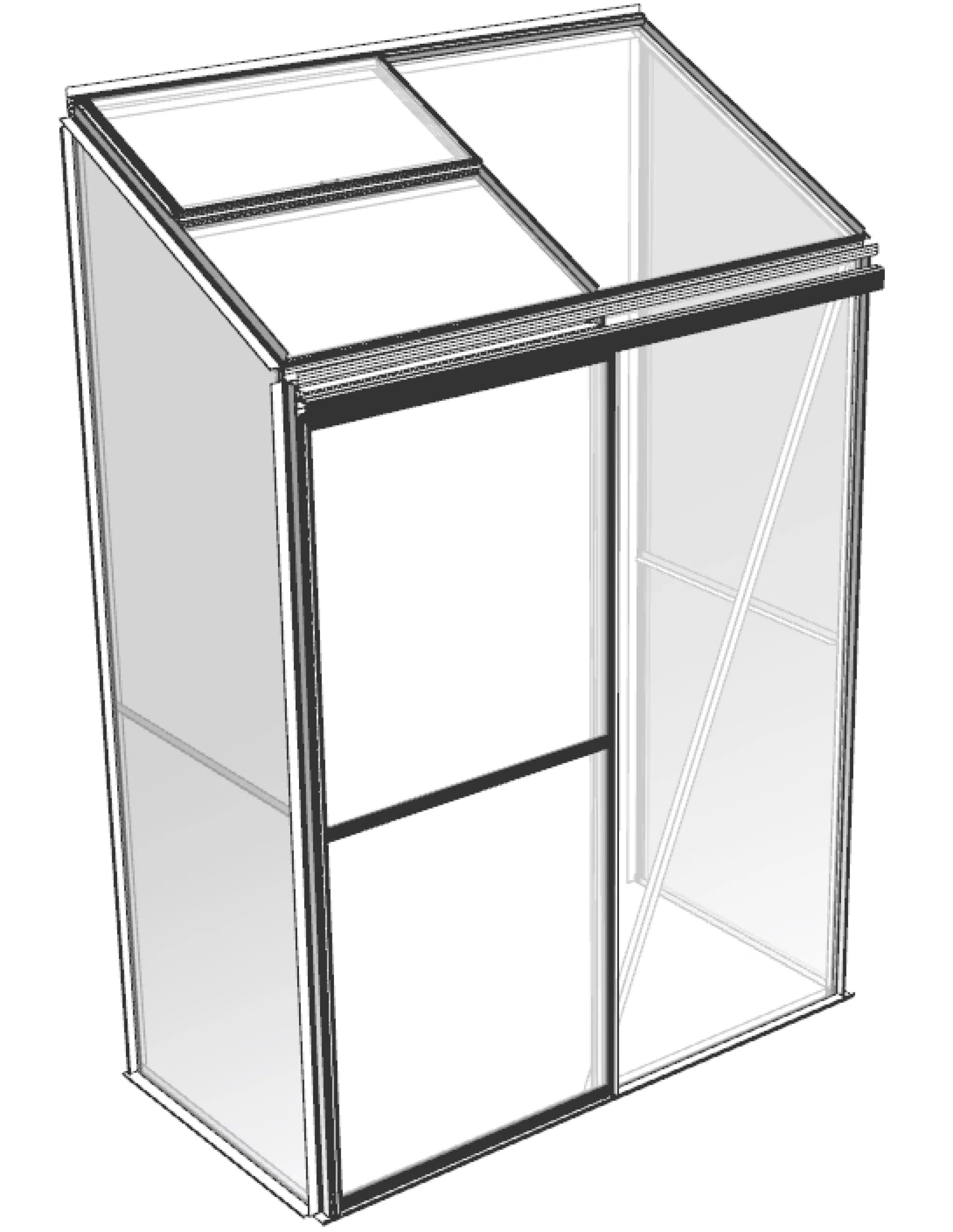 Vægdrivhus poly sort 68x128x185cm