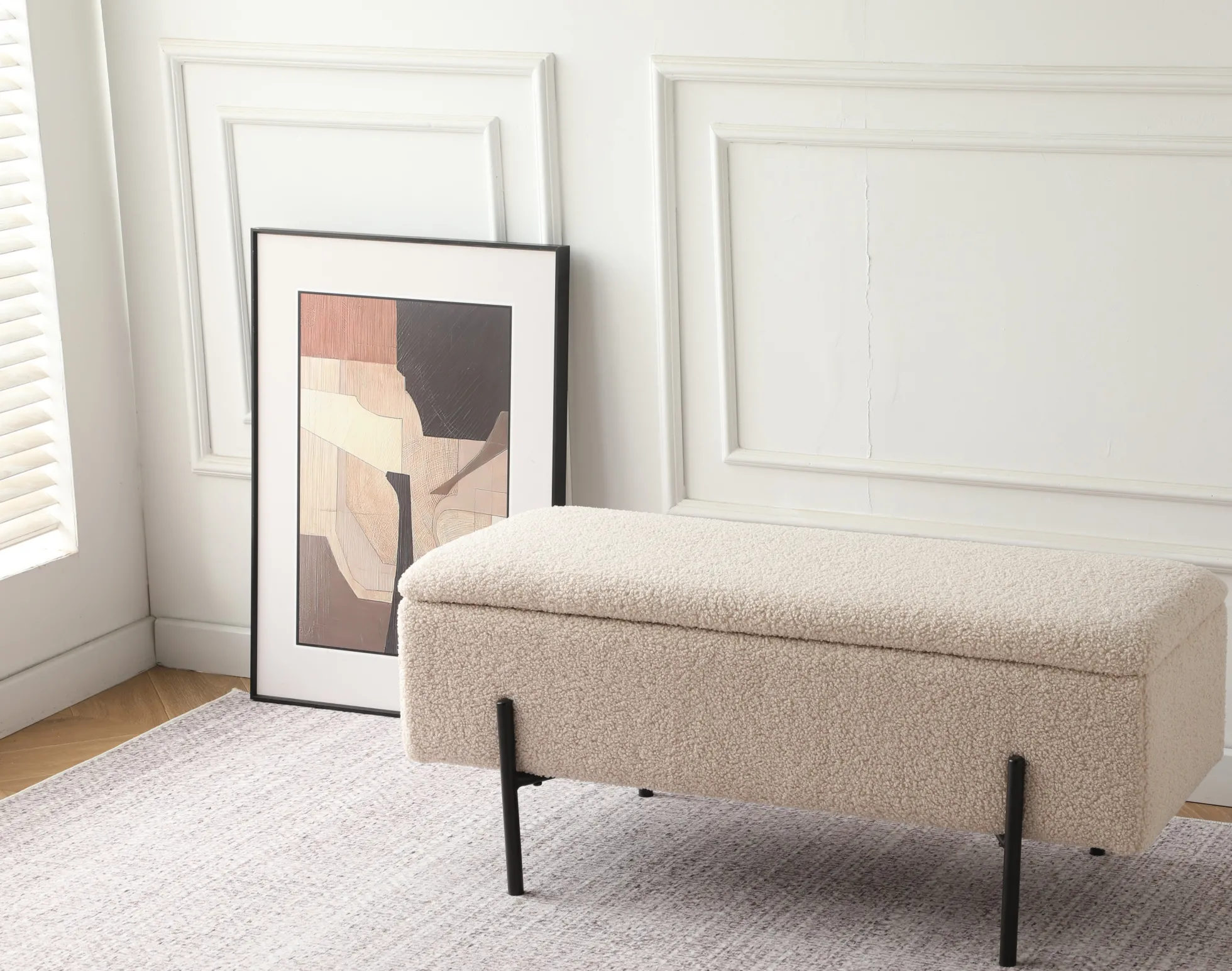 Vibe med opbevaring teddystof beige/sort
