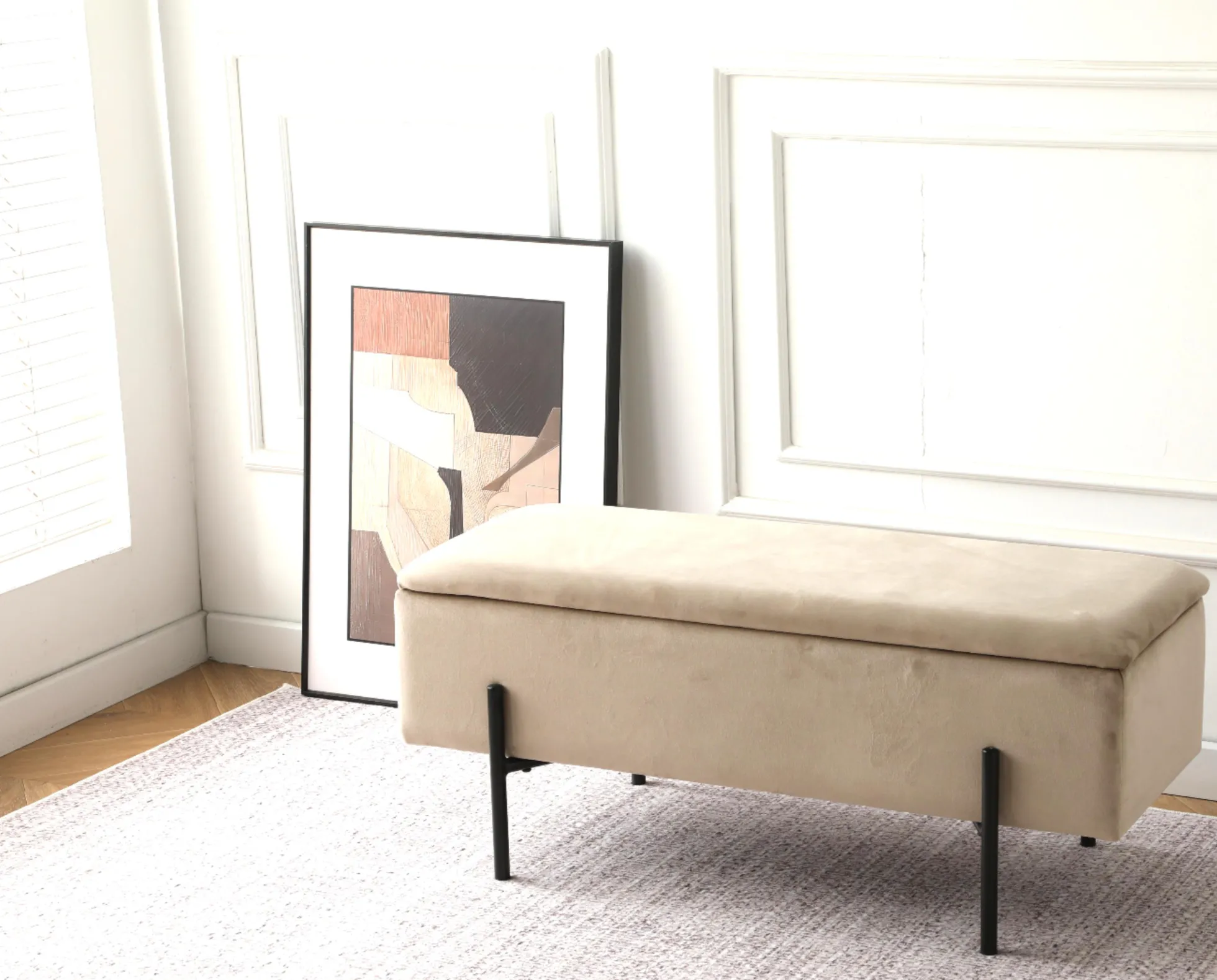 Vibe med opbevaring velour beige/sort